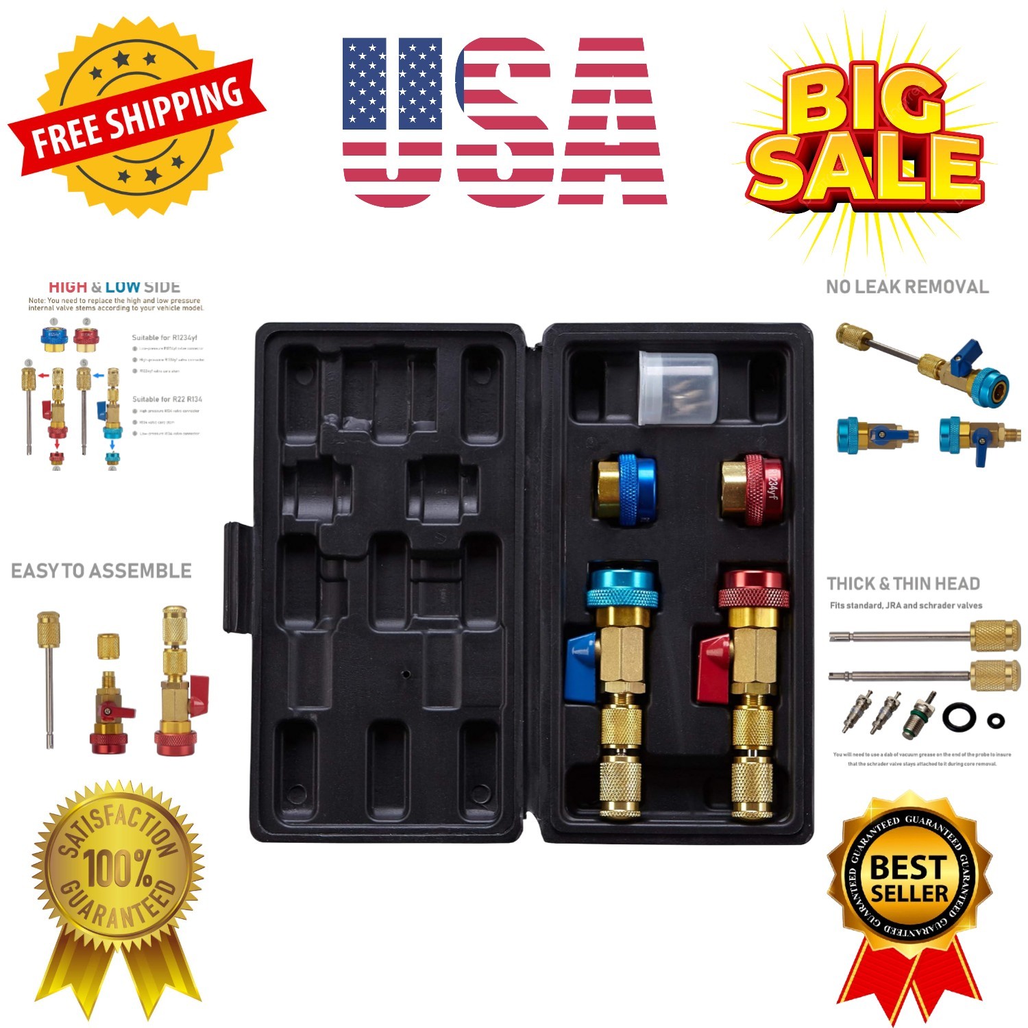 Automotive AC R134A R1234YF Valve Core Remover and Installer Tool Set, for St…