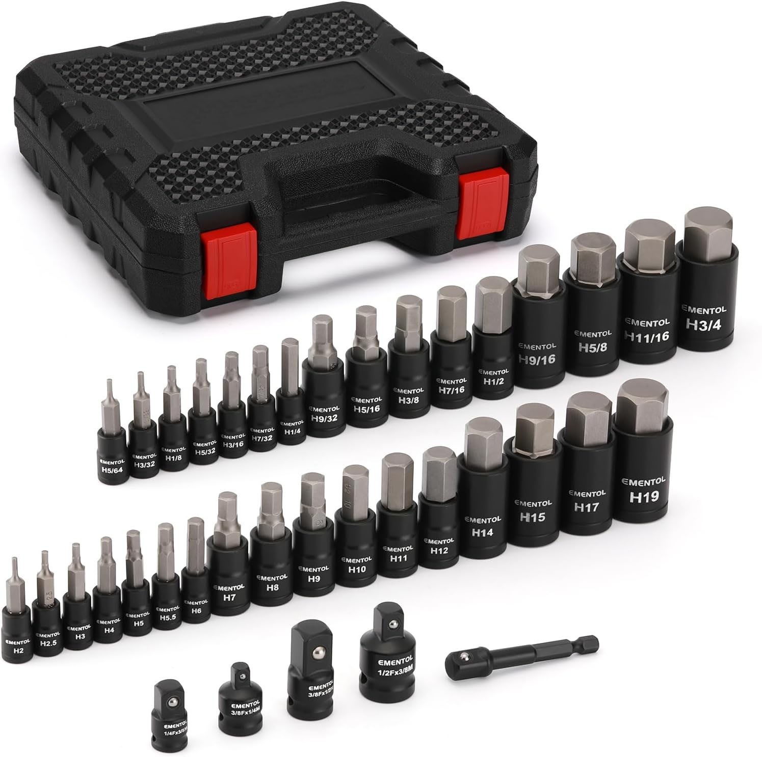 Juego de 38 dados Allen con punta hexagonal de 1/4″, 3/8″ y 1/2″, SAE/Métrico, i