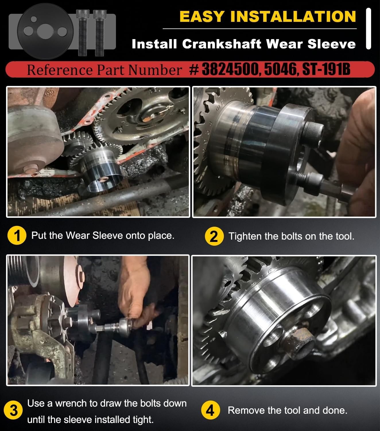 Front Cover Crankshaft Seal & Wear Sleeve Installer Tool Kit For Dodge Cummins 3