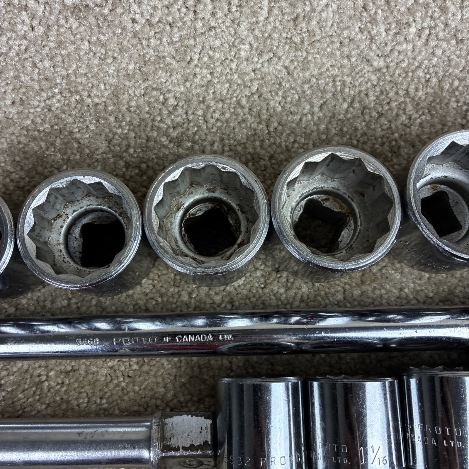 PROTO 3/4 Drive Flex Head Breaker Bar ,11 Sockets ,Craftsman Extension SAE