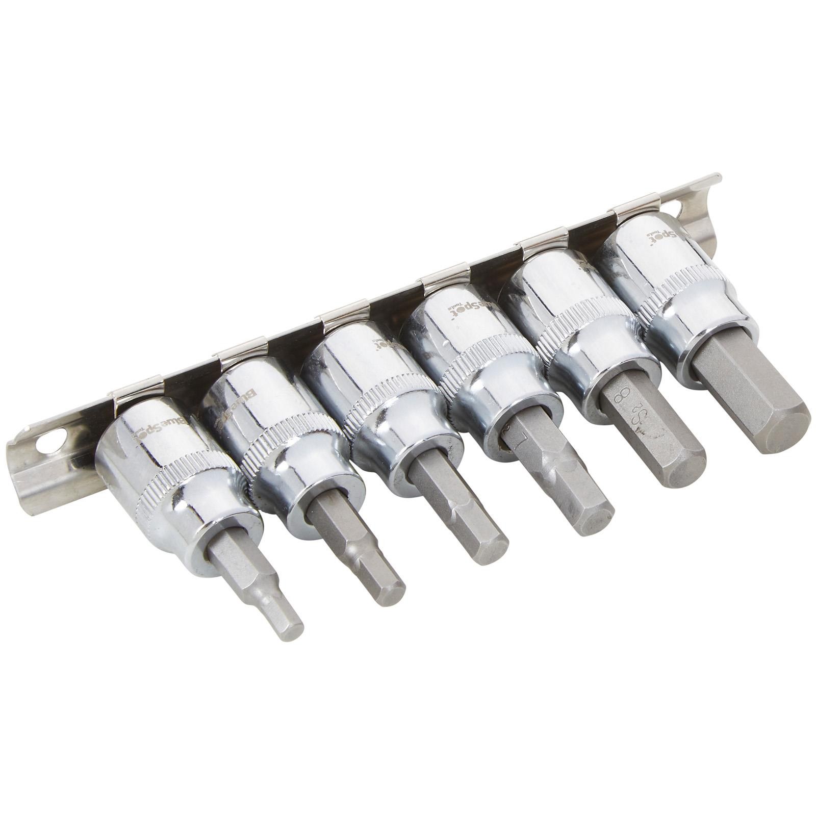 BlueSpot Hex Socket Bit Set 3/8″ Drive on Socket Rail 4-10mm 6pc 01487