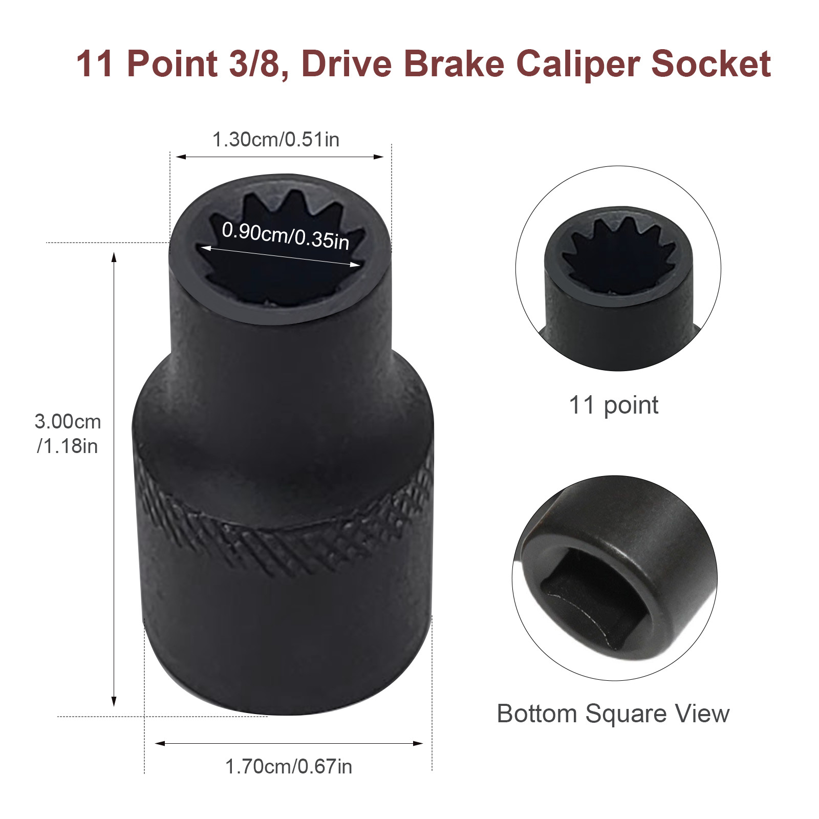 2 Pack 3/8″ Brake Caliper 11 Point Socket Truck Brake Caliper Socket 3/8″ Drive