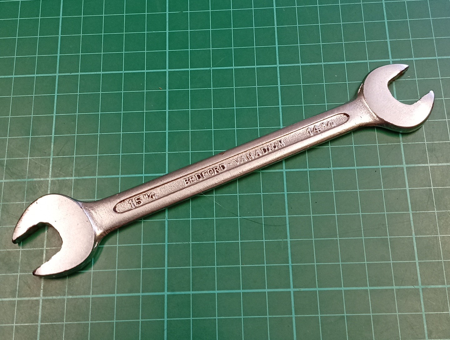 Vintage Bedford Vanadium OM1415, 14mm x 15mm Open Ended Spanner, Made In England
