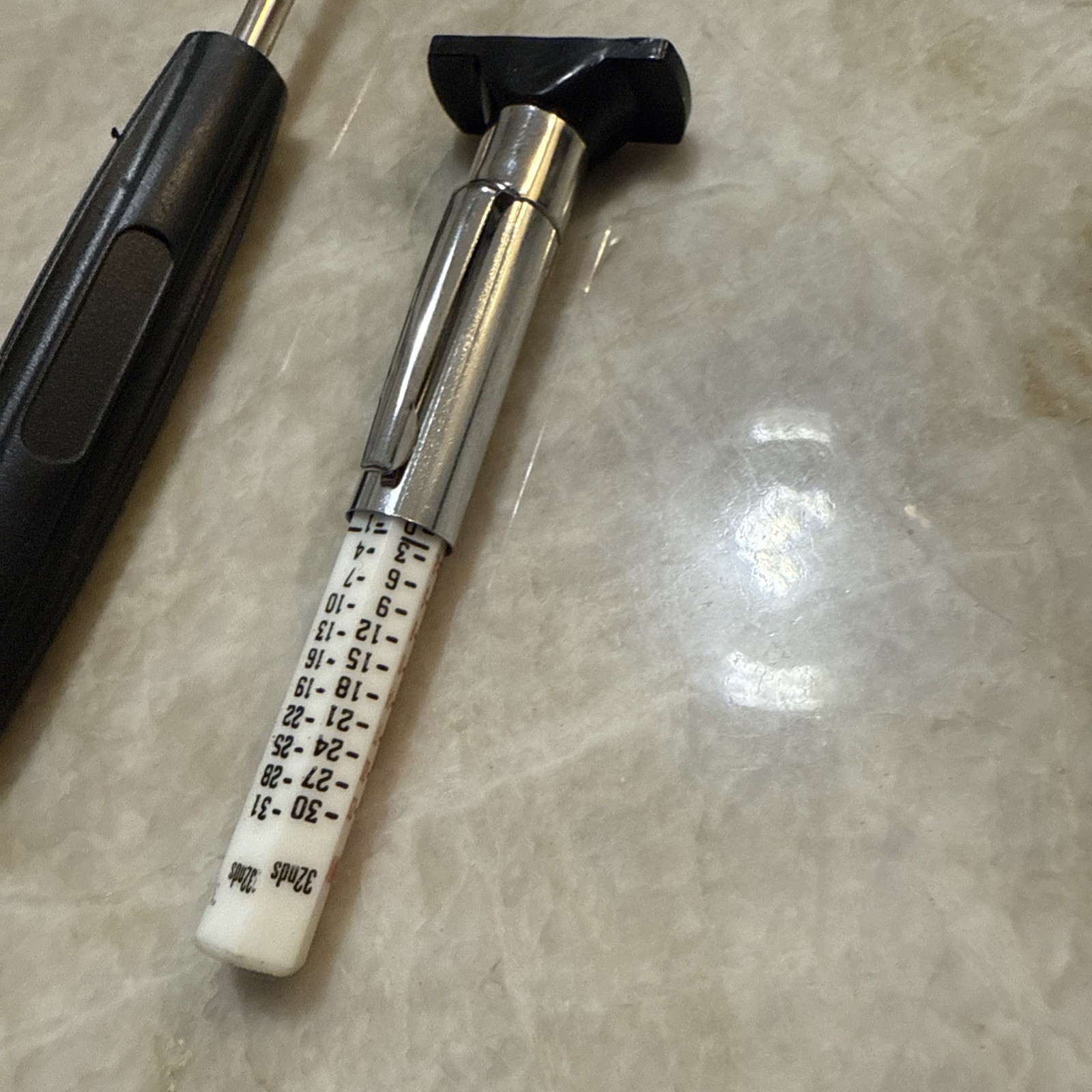 ONE MILTON S-444 VALVE CORE REMOVAL TOOL AND ONE TIRE TREAD DEPTH GAUGE. NEW )