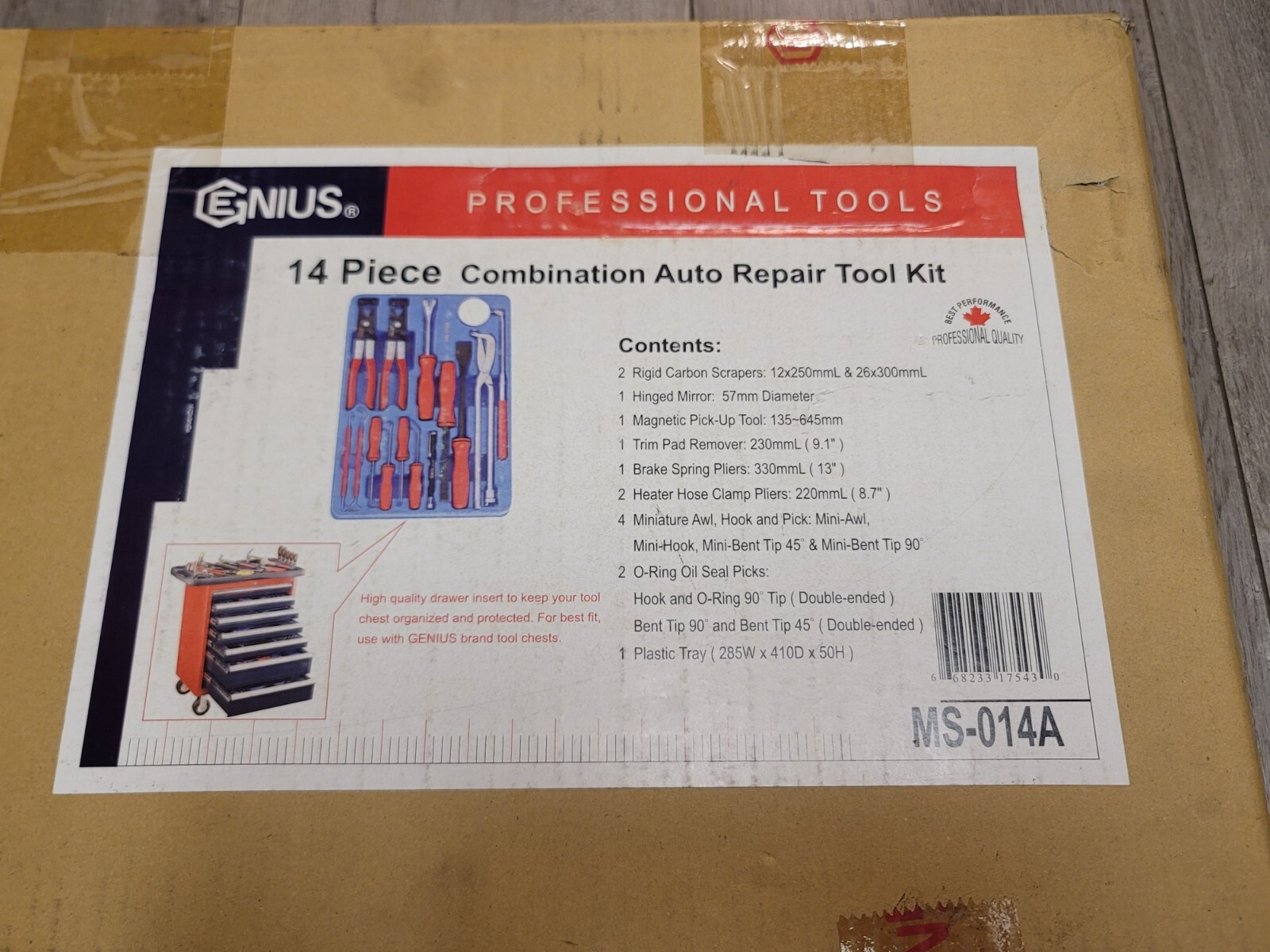 Genius Tools 14pc PRO Automotive Repair Mixed Tool Tray Set #MS-014A