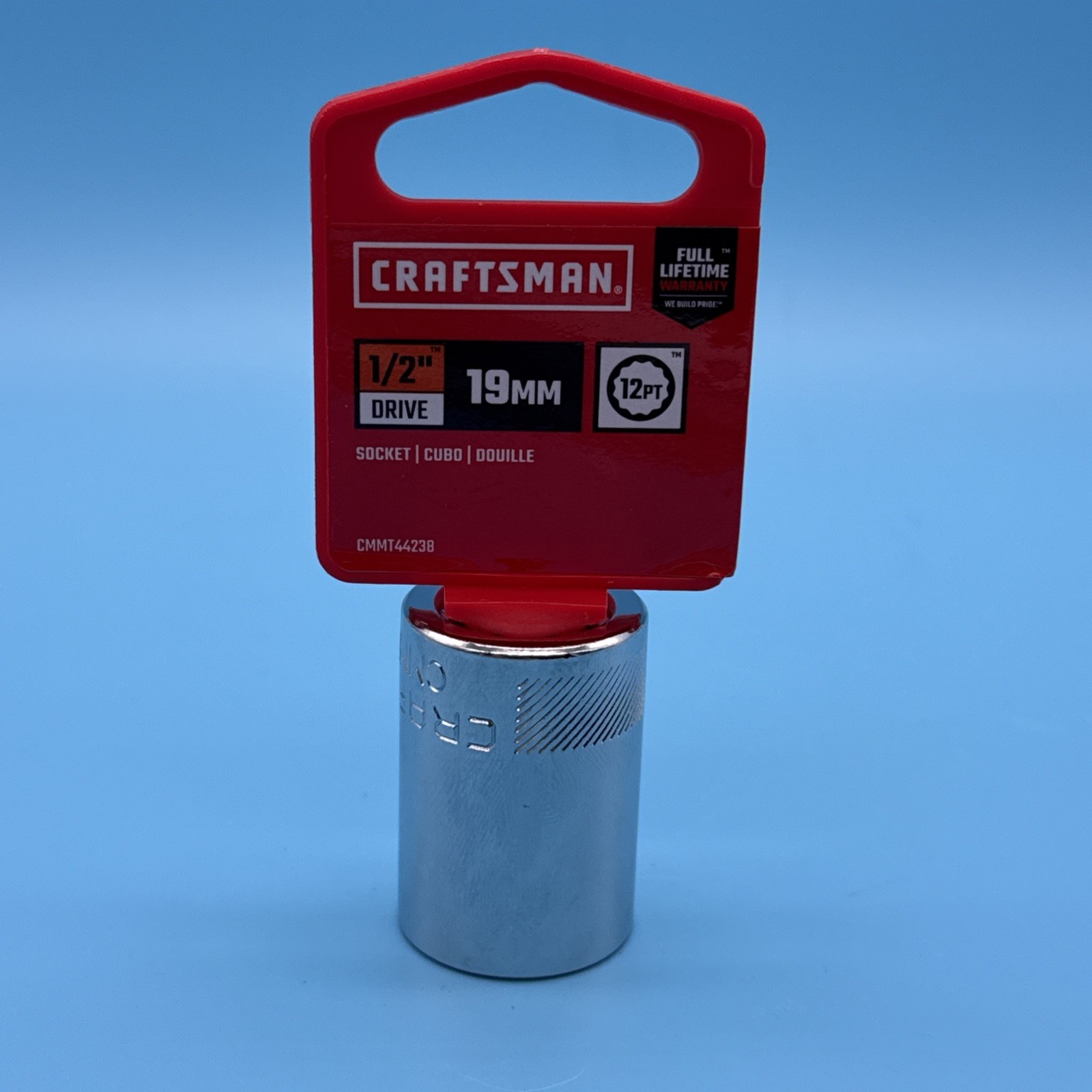 Craftsman 12pt 1/2″ in Drive Shallow Socket 19mm Shallow CMMT44238 19 mm