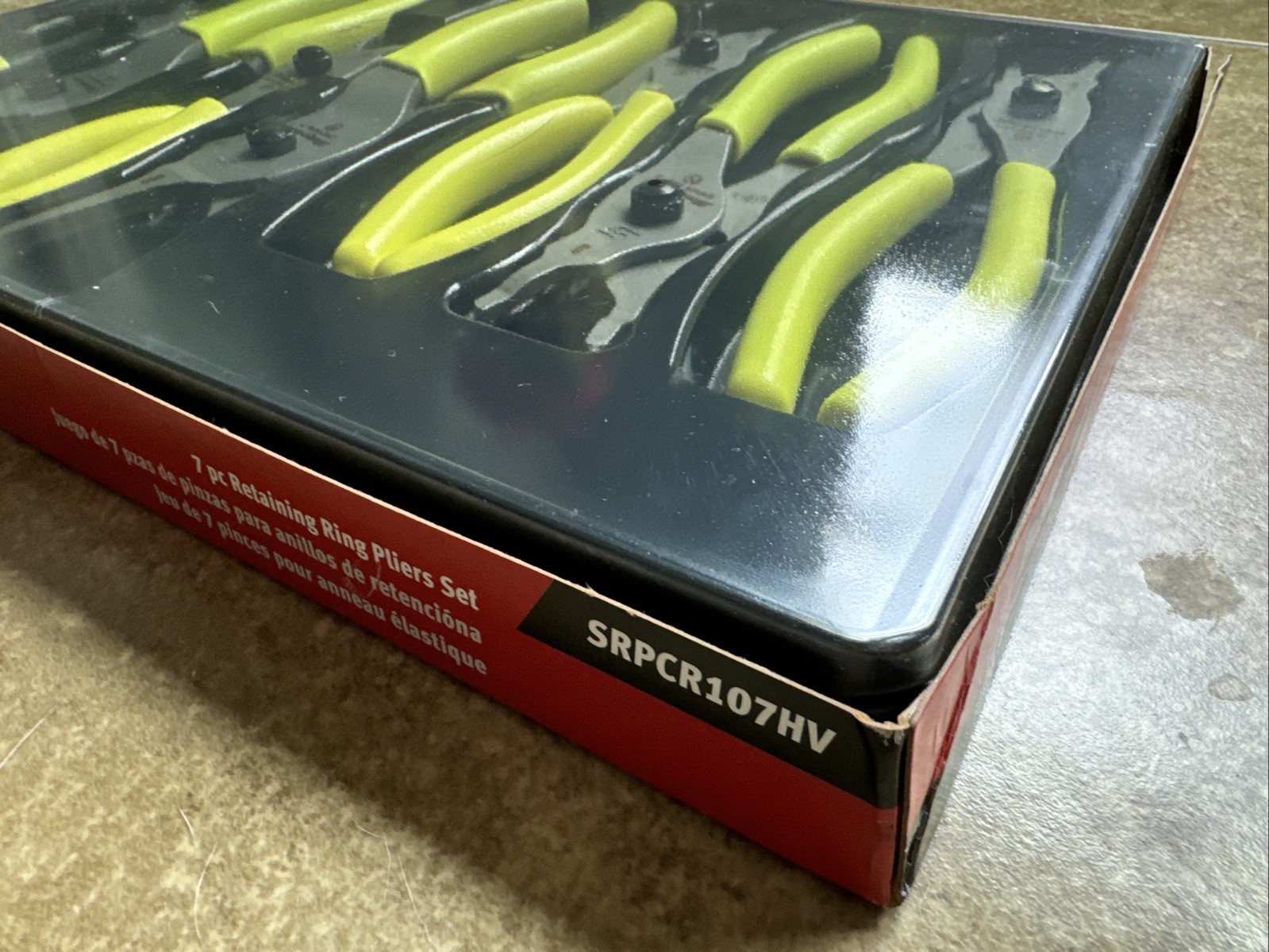 🟡🟢 RARE – NEW Snap-On HI VIZ 7pc Quick Release Snap Ring Pliers Set SRPCR107HV