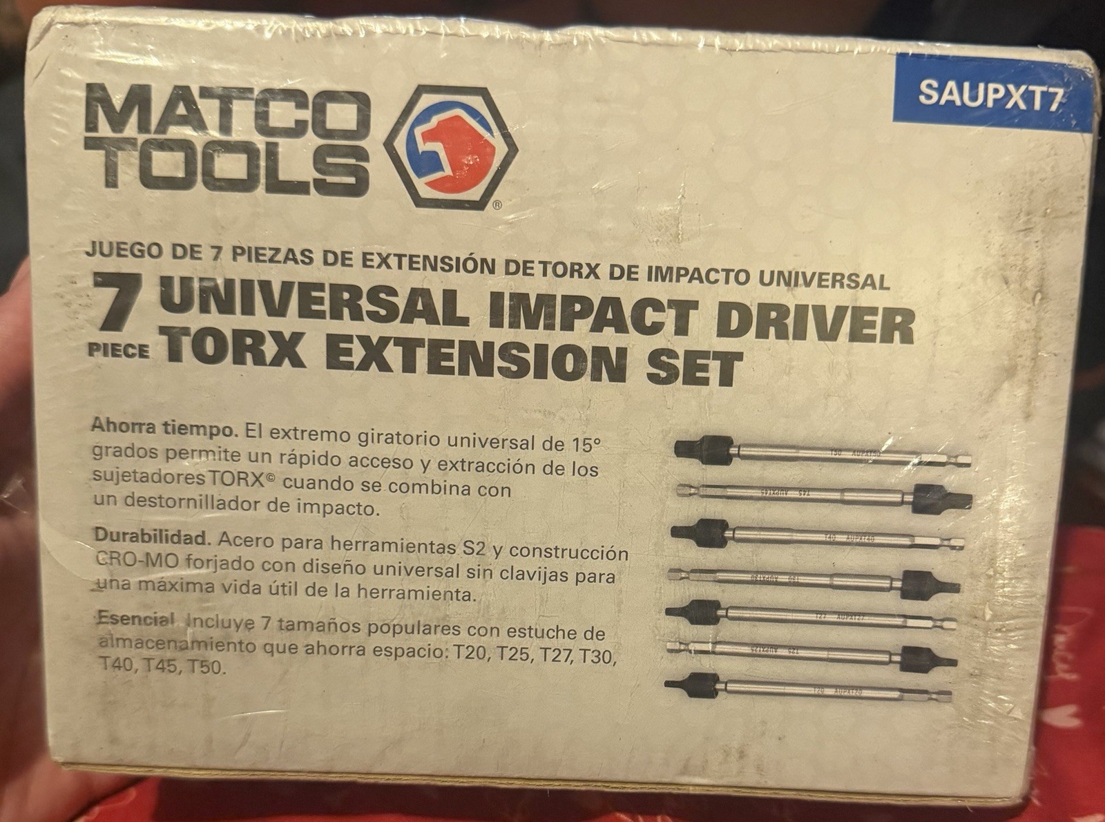 Matco Tool Set SAUPXT7 7 Piece Universal Impact Driver Torx Extension Set