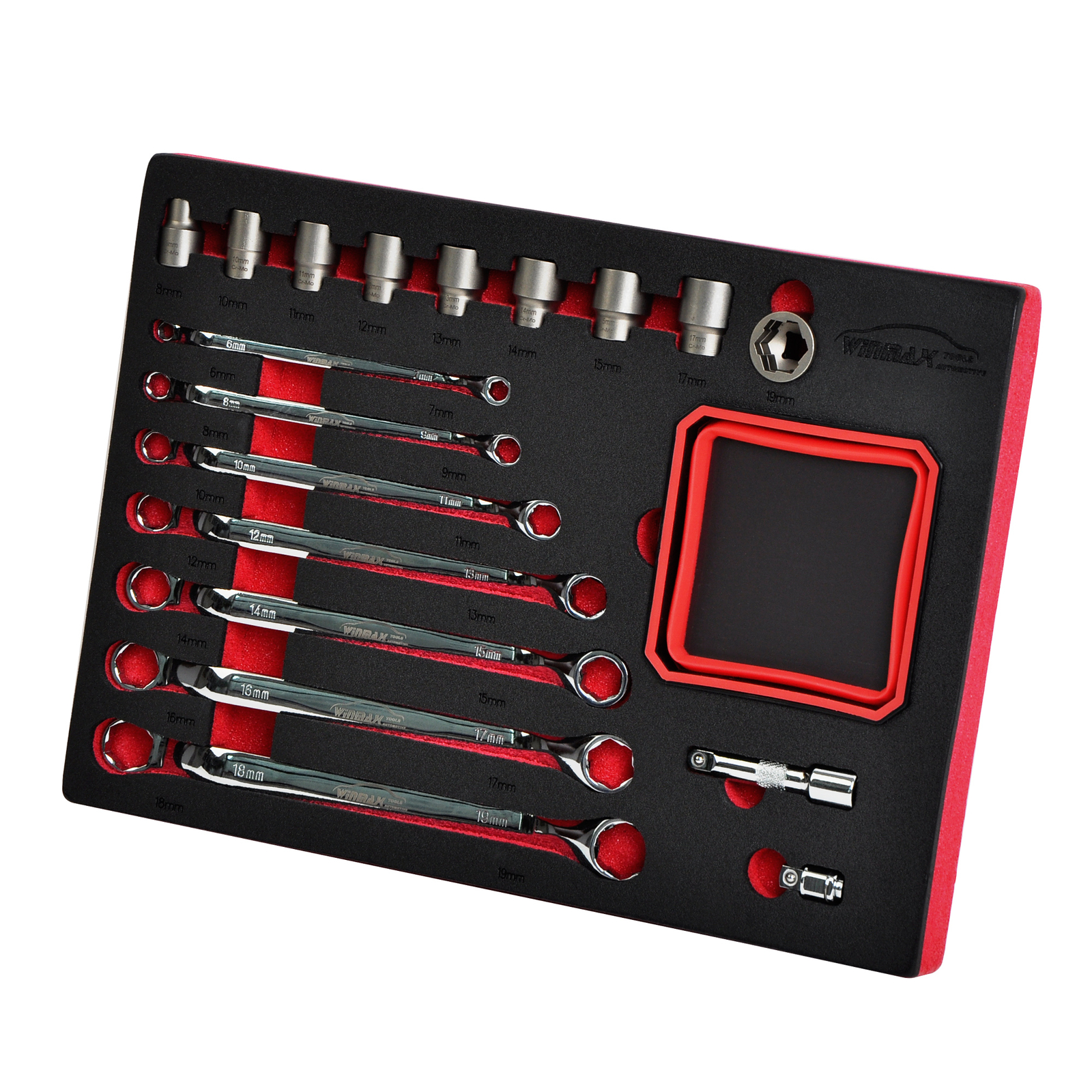 Bolt Extractor Offset Wrench & Socket Set, 19pcs Box End Nut & Bolt Remover Kit