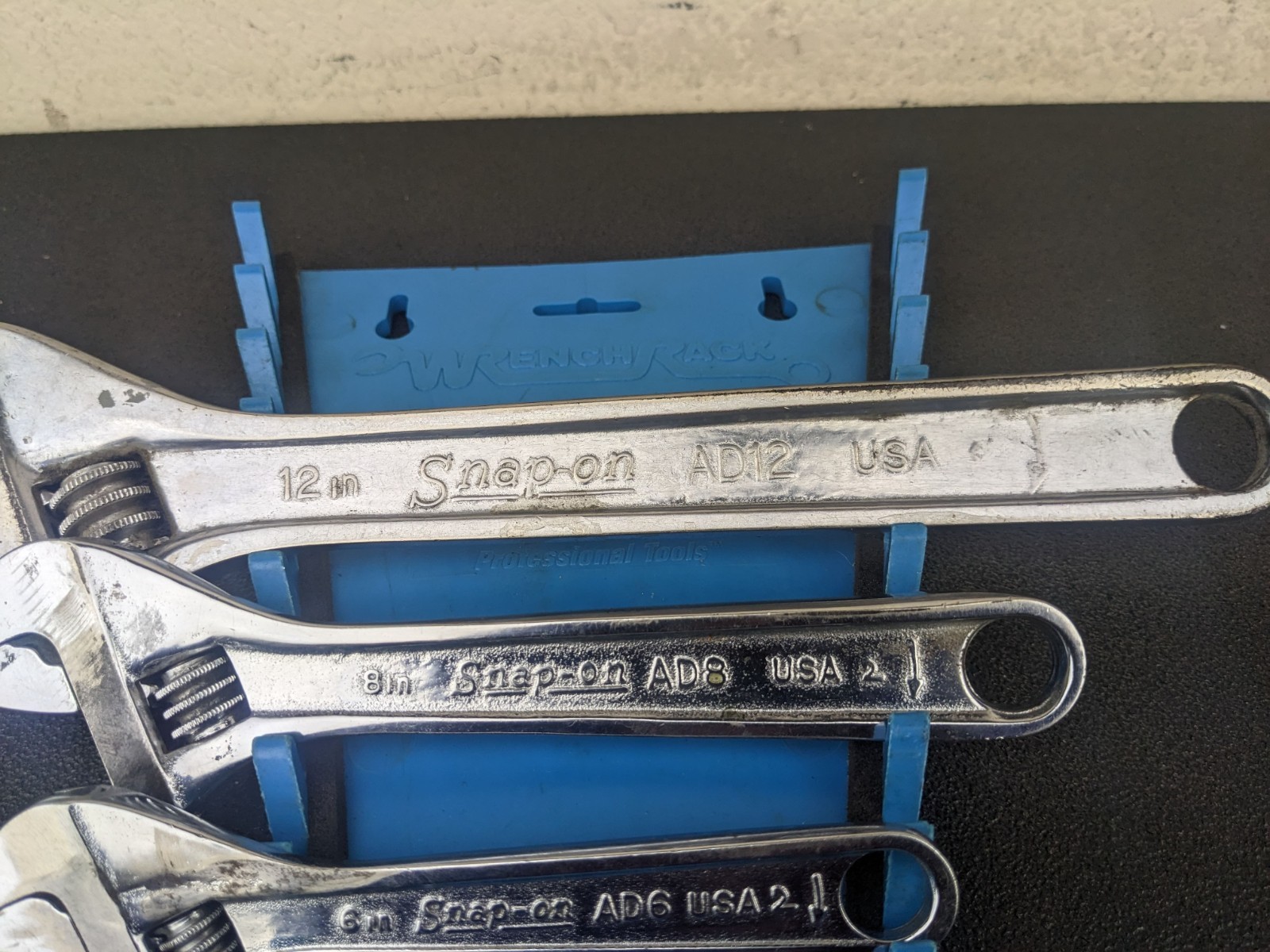#bg039 Snap-on 3pc Vintage Adjustable Wrench Set AD6 AD8 AD12 USA