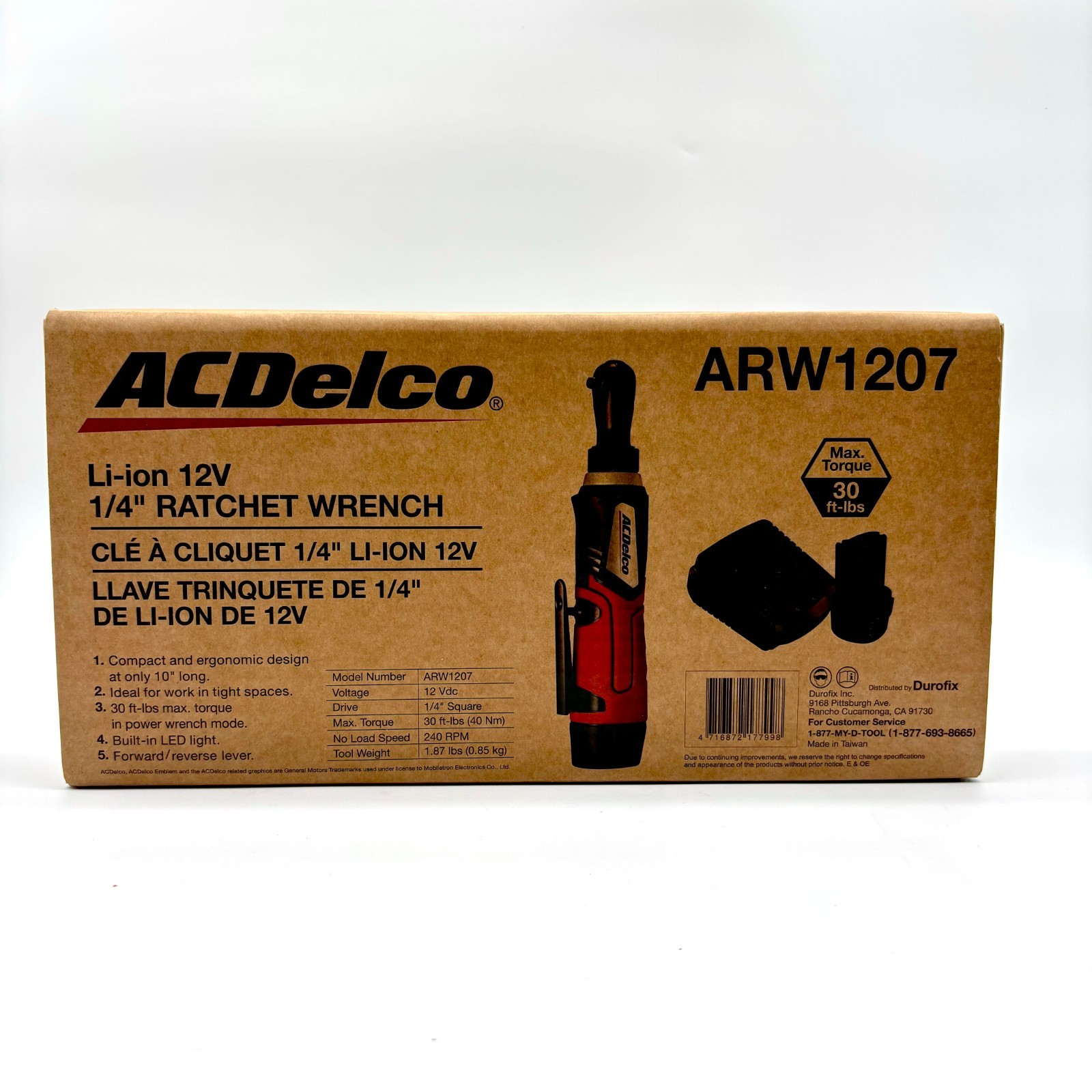 Acdelco Li-On 12 Volts 1/4″ Cordless Ratchet Wrench Model ARW1207