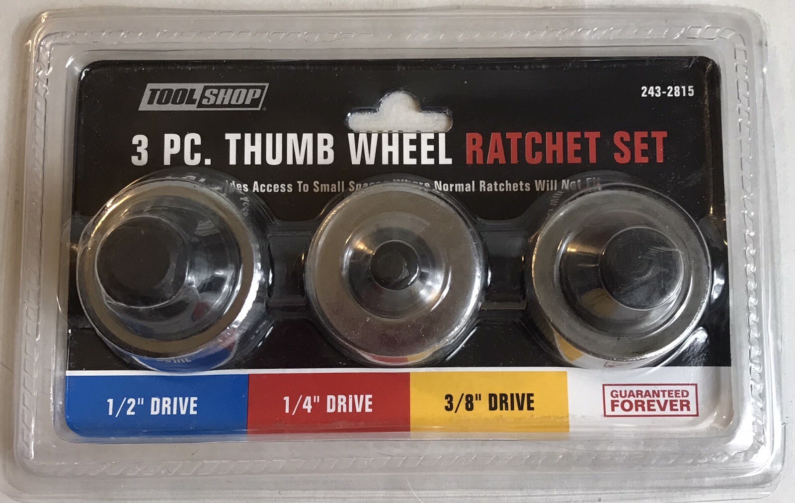 Tool Shop Thumb Wheel Ratchet Set 3 Piece 1/2 1/4 3/8 Drive 243-2815