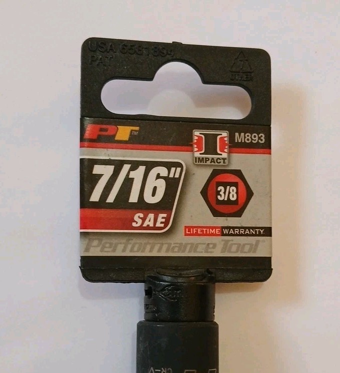 Performance Tool Socket M893 3/8 Inch Drive; 7/16 Inch; Standard; Impact Socket