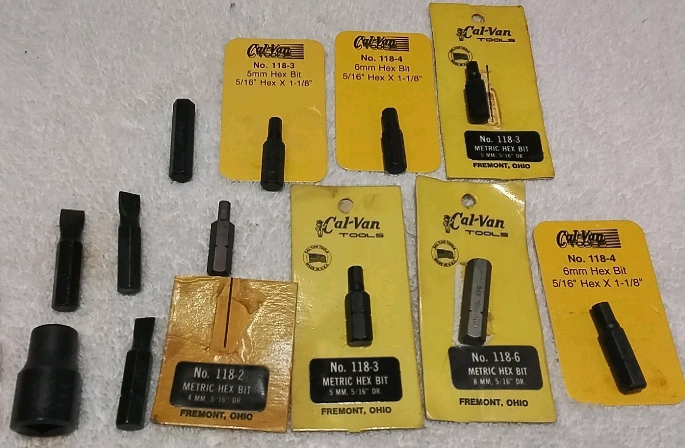 12PC CAL-VAN 3/8″ DRIVE 5/16″HEX BIT SOCKET HOLDER WITH BITS USA 🇺🇸