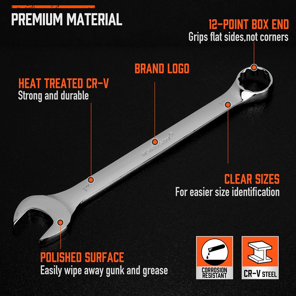 6PC Large Wrench Set with Rolling Pouch 15/16″ 1″ 1-1/16″ 1-1/8″ 1-3/16″ 1-1/4″