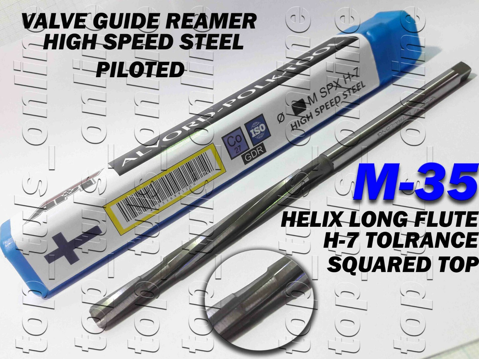 VALVE GUIDE REAMER HSS H-7 HELIX LONG FLUTE M-35 ALL SIZES CHOOSE YOUR OWN