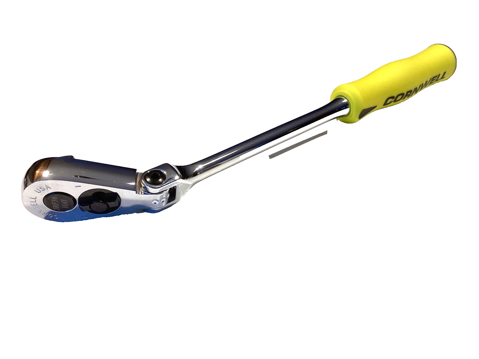 Cornwell USA NEW 3/8”Dr Hi Vis Soft Grip Snap Detent Flex Head Ratchet JRF36HAY