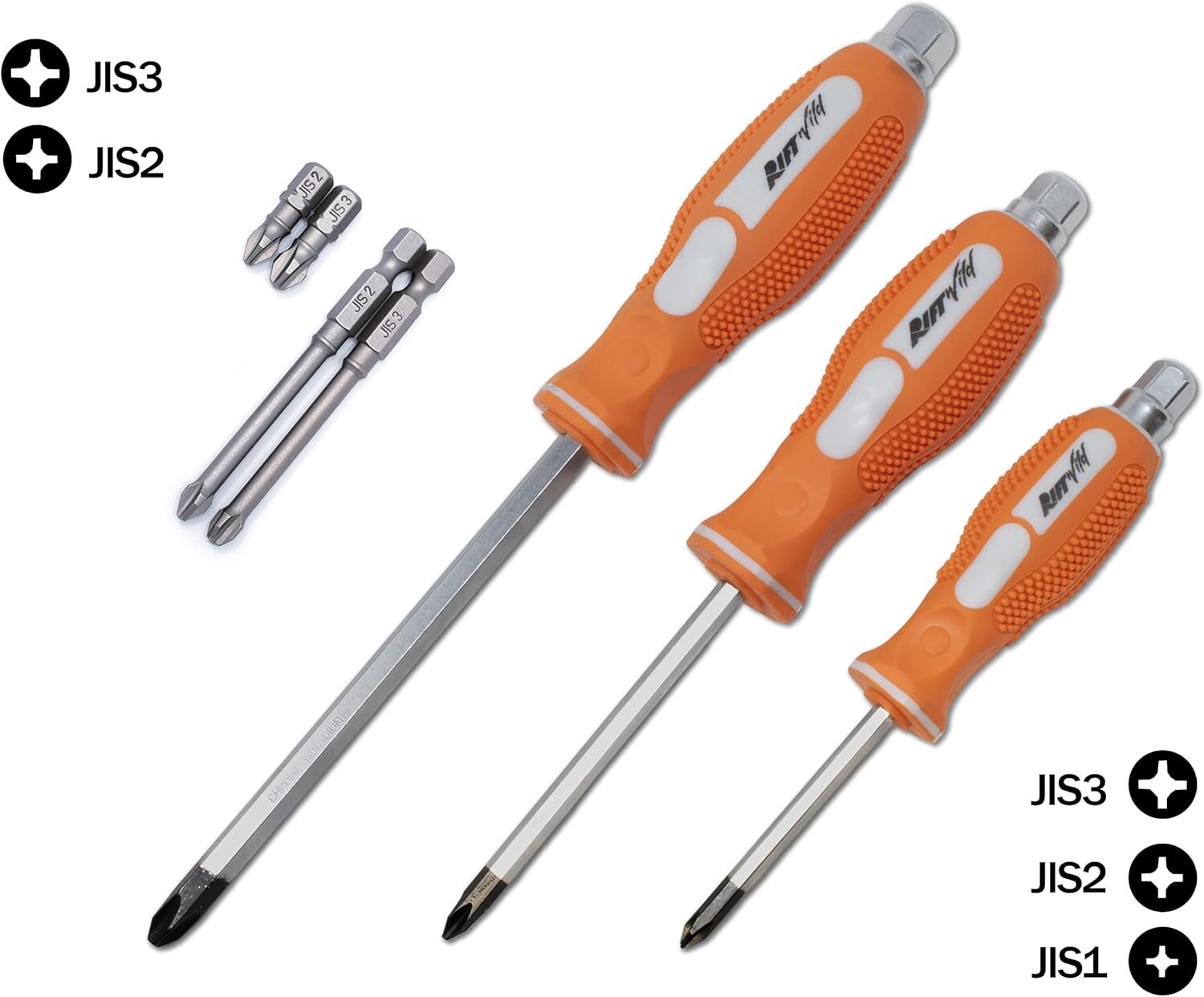 JIS Metric Screwdriver Set Solid Tang Screw Driver 7-Piece #1 #2 #3 0059-005/006