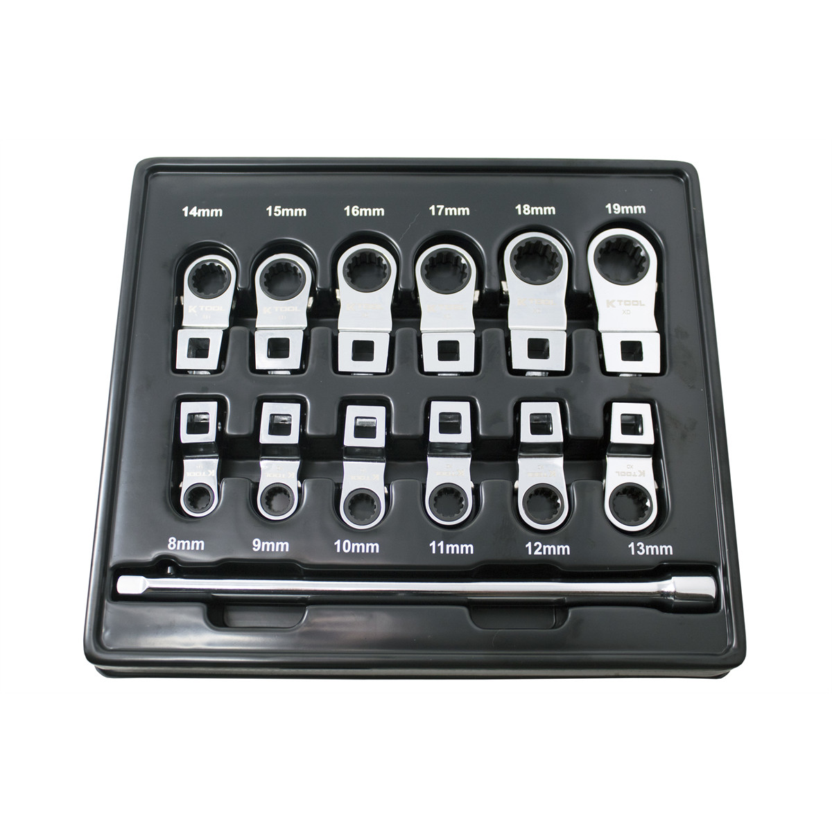 K Tool International XD2CWSM Metric Ratcheting Crowfoot Wrench Set 13 Piece