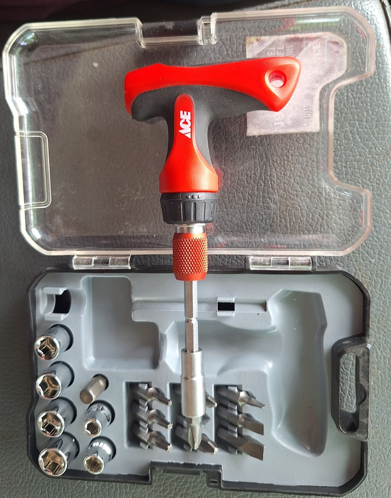 Ace Ratcheting Tee Handle Screwdriver Bit And Socket Driver Set