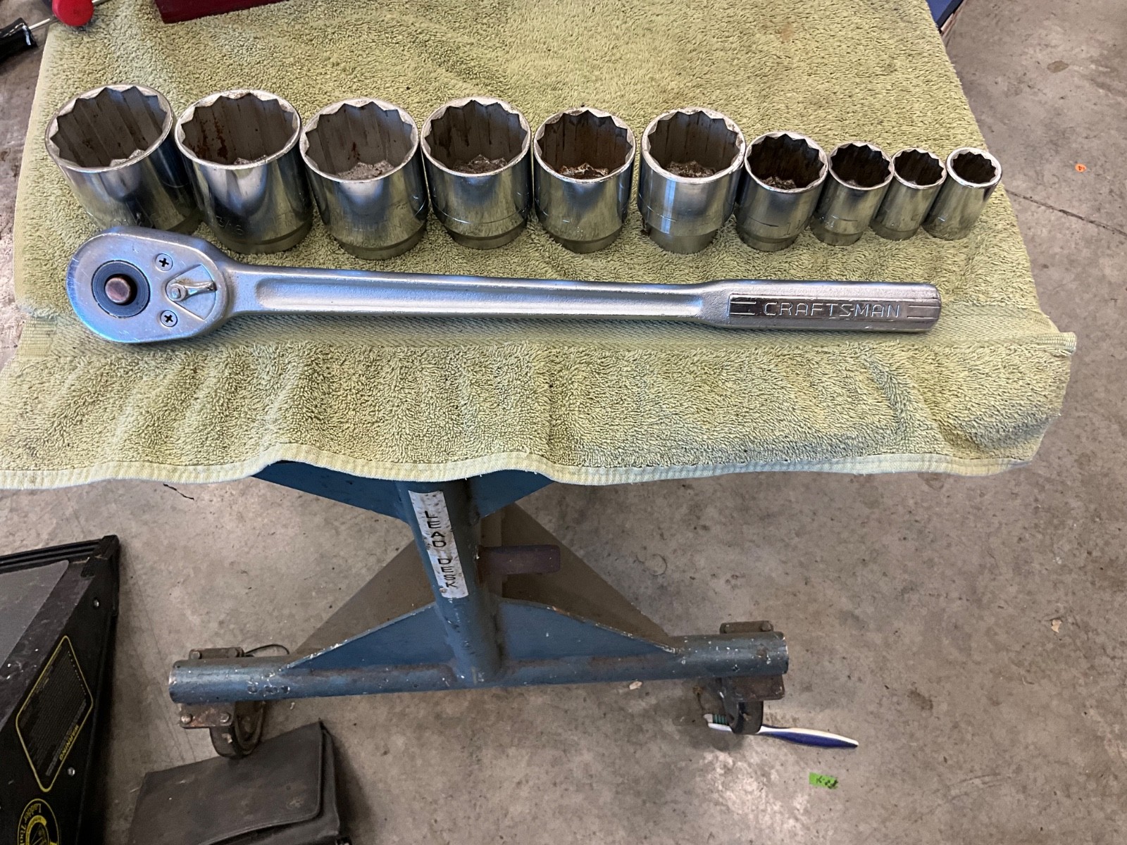 craftsman 3/4″ drive 44801 ratchet and 10 sockets 2 1/4″ to 7/8″ USA