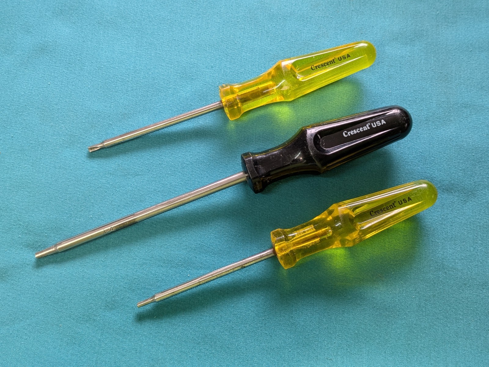 Vintage CRESCENT USA Set of 3 Clutch Head (Bow Tie) Screwdrivers 1/4, 3/16, 5/32
