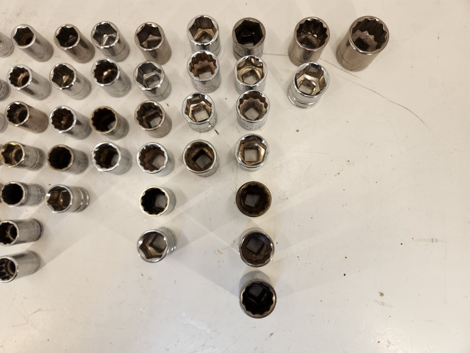 60 Piece Lot Metric Mostly Craftsman & Husky 3/8 Shallow Socket Set SEE PHOTOS