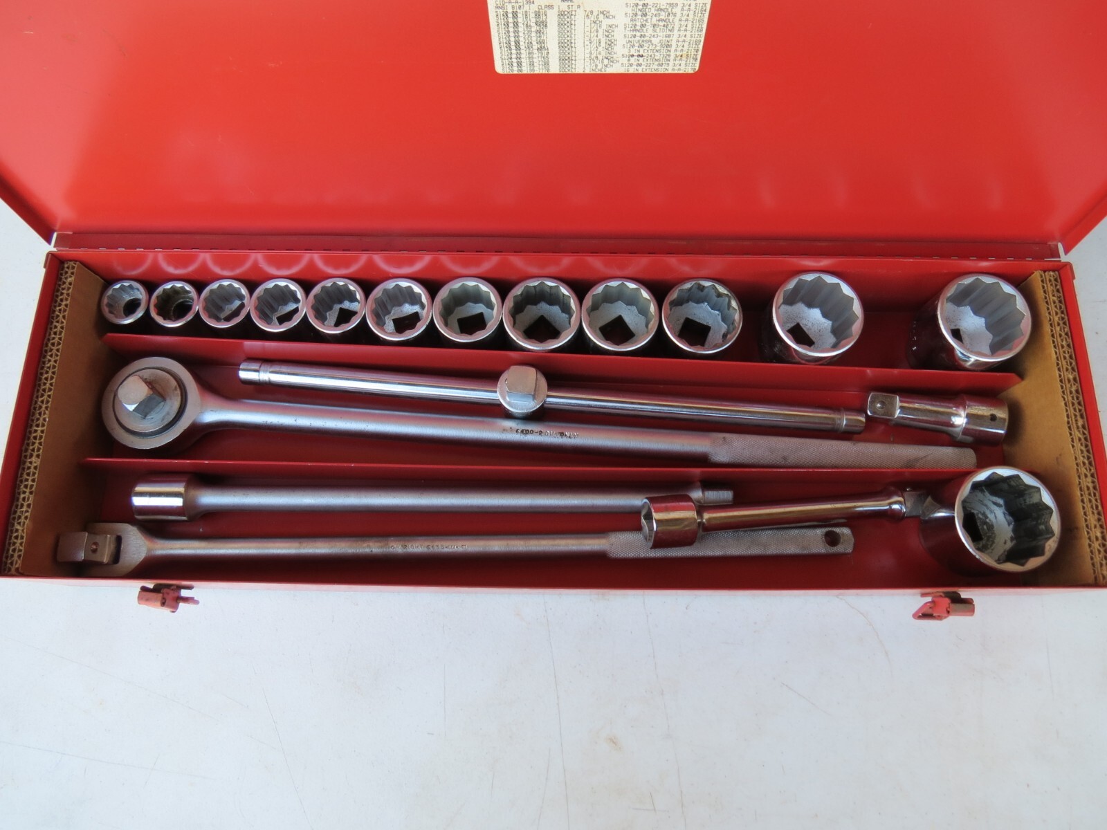 Wright TOOLS USA 3/4″ Inch Drive Heavy Socket Set 19 Pieces w/Case 12 Point Used