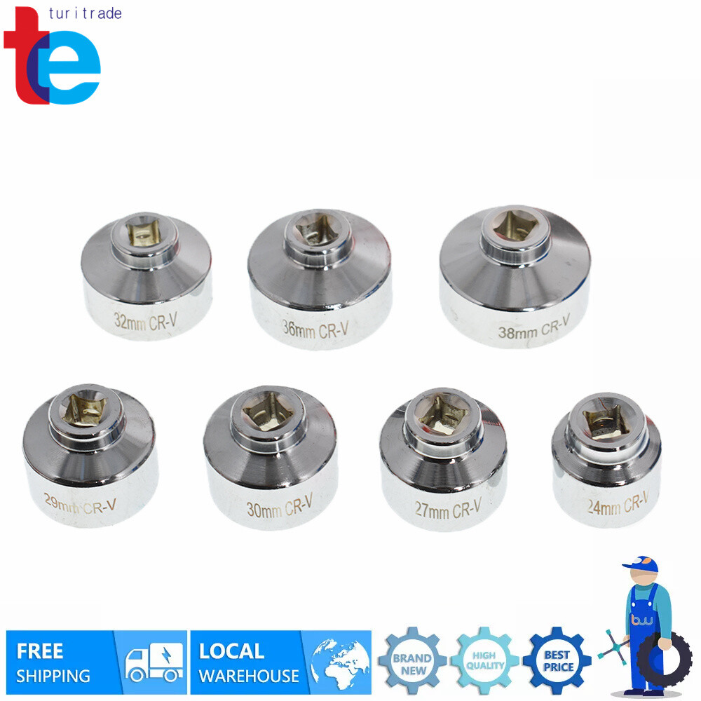 7Pcs/Set 24 27 29 30 32 36 38mm Oil Filter Cartridge Socket Wrench Set Metric