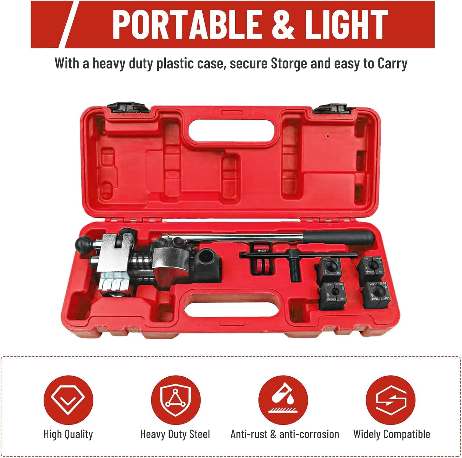 Brake Line Flaring Tool Kit 45° Single Double Bubble Flare for 3/16″ 1/4″ 5/16″