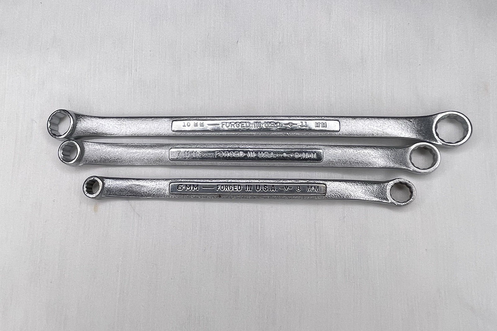 Craftsman Metric Offset Box End Wrenches -V- Series 3 Pcs Made in USA Vintage