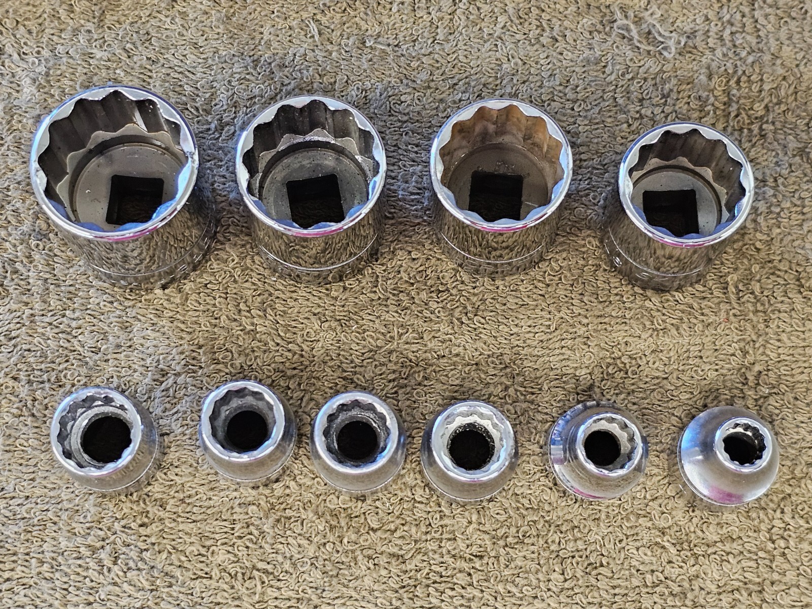 10 Skilcraft J31228 Socket Set 3/8 Drive Sae 7/8 13/16 3/4 11/16 7/16 1/4″ USA