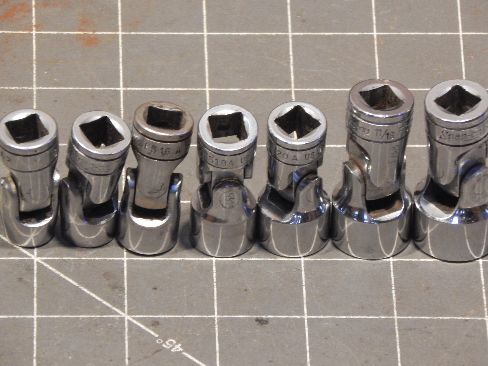 Snap On 7Pc SAE 3/8″ Drive Universal Swivel Socket Set 3/8″ 3/4″ 6Pt Dr FS FS24
