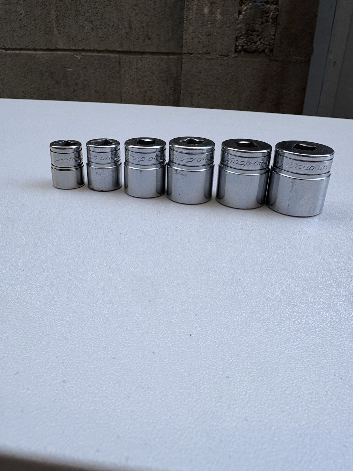 Snap-on 3/8” 12pt SAE Shallow Sockets 1/2 9/16 11/16 3/4 13/16 7/8” USA