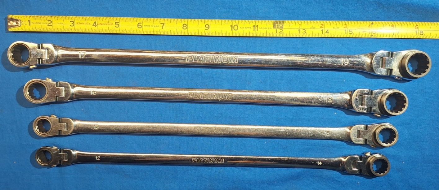 Platinum Tools 4-Piece Metric XL Ratcheting reversible Wrench Set 19mm-12mm