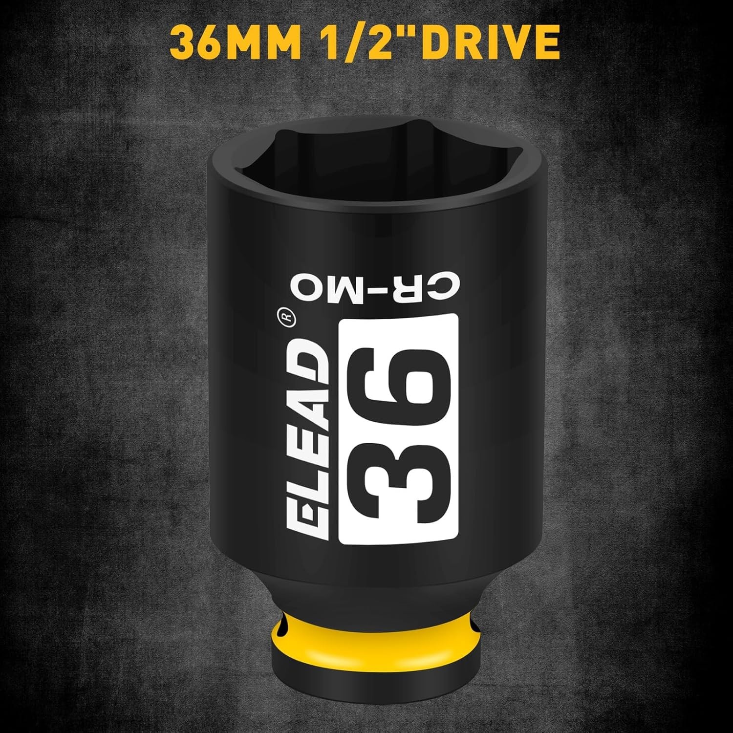 ELEAD 36mm Socket 1/2″ Drive Deep Impact Socket, Metric 6 36mm, Yellow