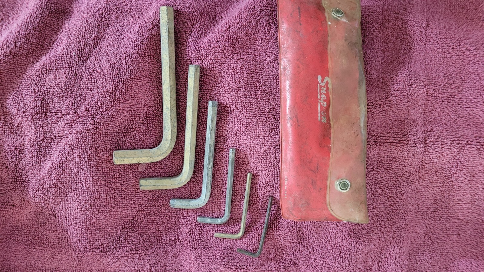 Vintage Snap-on Tools 5 Piece Hex Allen Wrench Set W/ Classic Red Pouch 