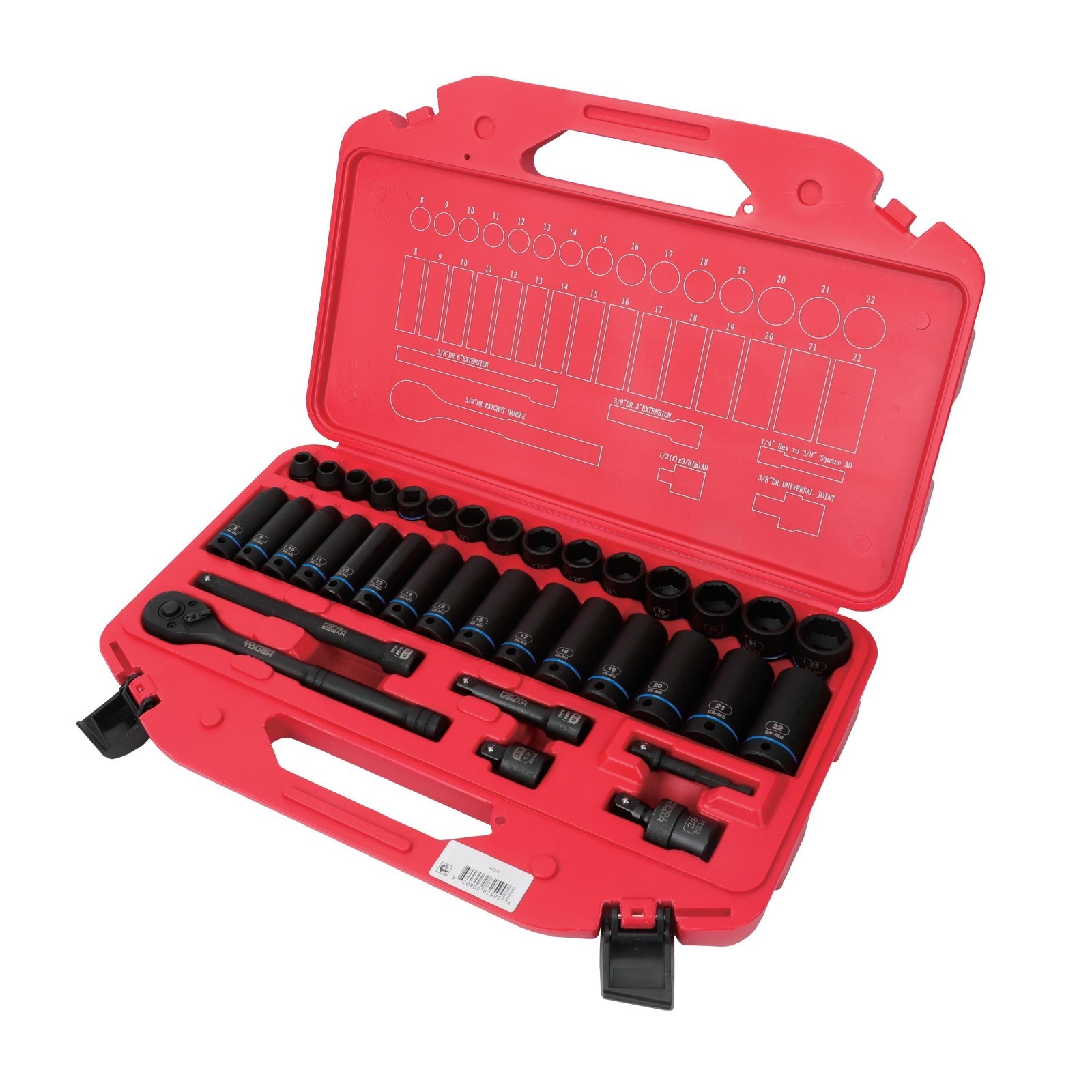 36-Piece 3/8-inch Drive Metric CRMO Impact Socket Set (mm)