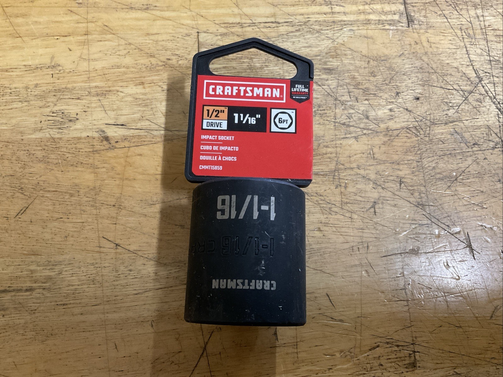 Craftsman 1- 1/16″ x 1/2″ Dr Impact Socket – 6Pt