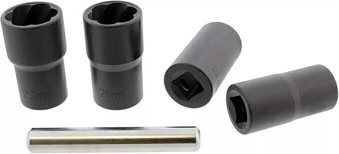 5Pc 1/2”Twist Socket Drive Wheel Lug Nut Damaged Stripped Remover 17 19 21 22mm