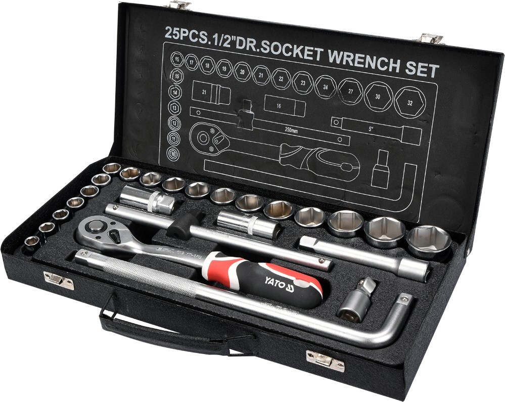 YATO YT-12671 Hexagonal socket wrenches set 1/2″ Number of tools: 25