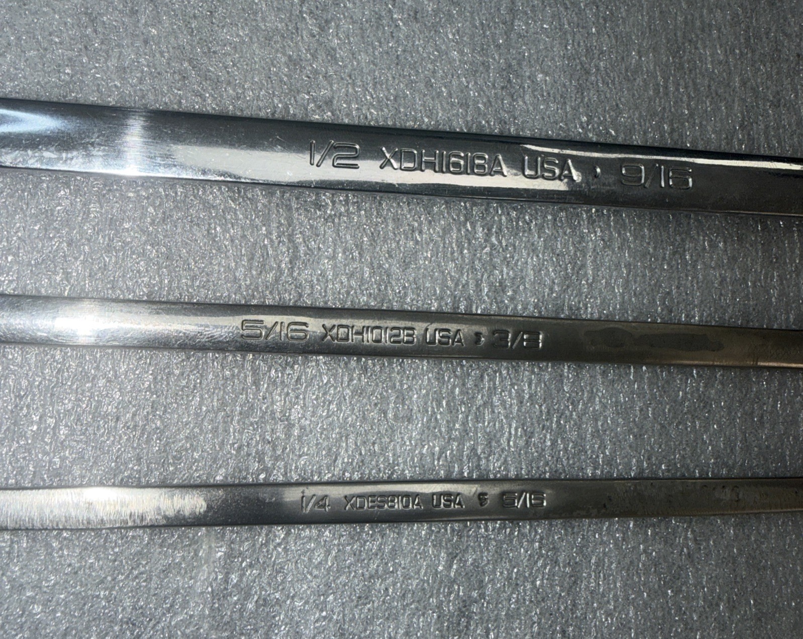 SNAP-ON 3 PC SAE Double Box End Wrench Sizes 1/4”5/16”3/8”5/16”1/2”9/16 USA