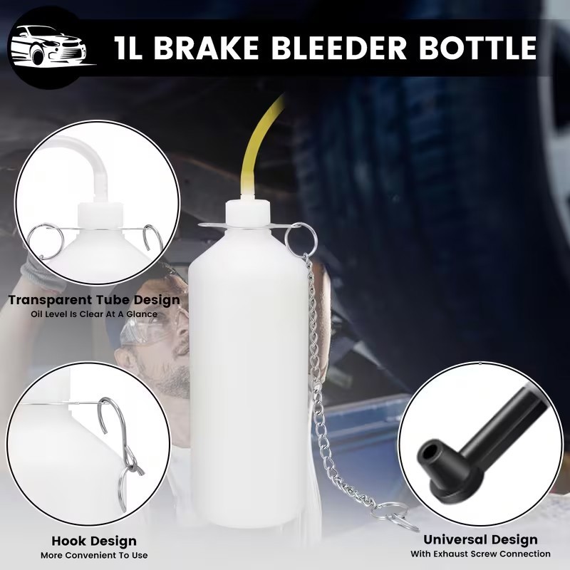 Manual Brake Bleeder Bleeding Clutch Fluid Kit & 4xMaster Cylinder Adapters