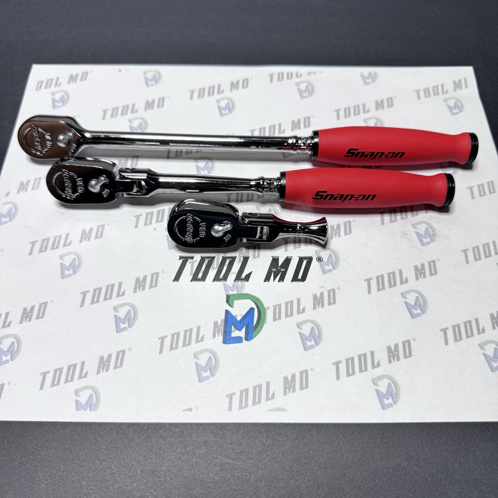 Snap-on Tools USA NEW REVERSE RED Compact 3pc 3/8″ Drive Ratchet Set 103RT05F