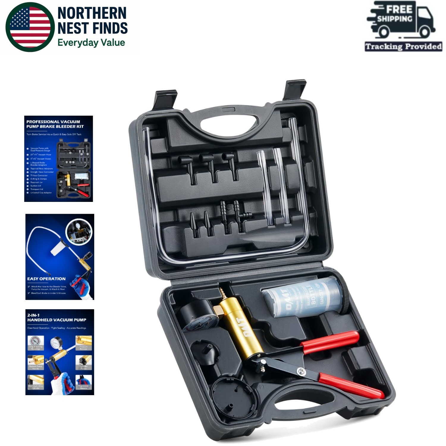 Efficient Brake Bleeder and Hand Vacuum Pump Kit – Perfect for Home Mechanics