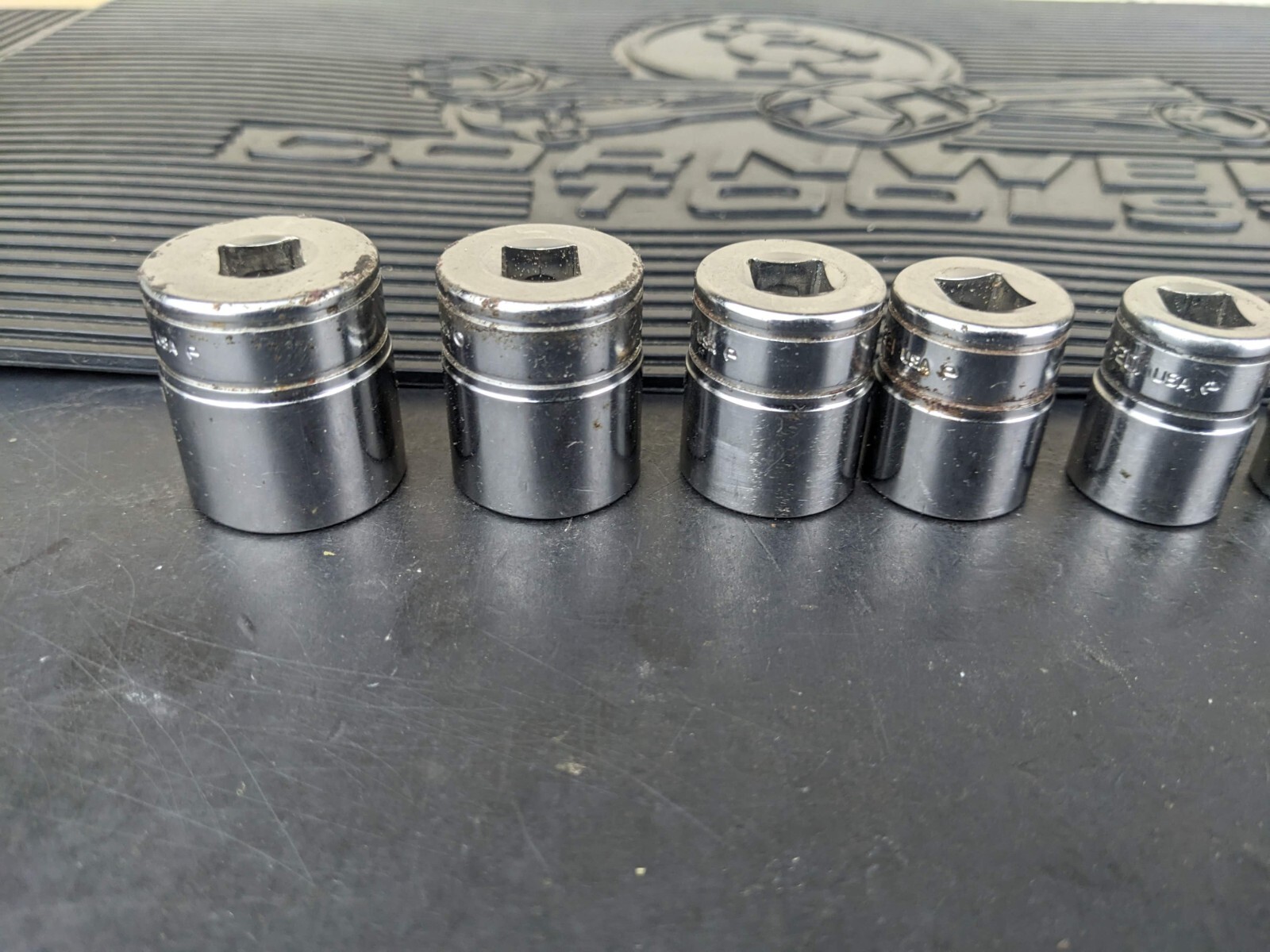 #bi522 Snap On Tools 211FY 3/8″ Drive 12 Point Shallow SAE Socket Set USA