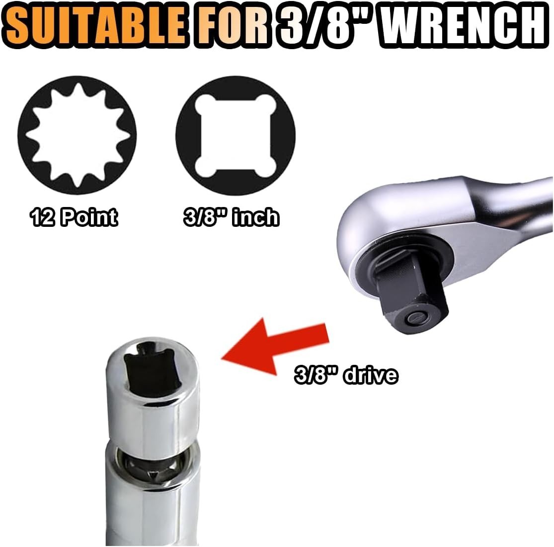 14mm&16mm , Thin Wall 3/8 Inch Drive 12-Point Standard Spark Plug Socket Remo…