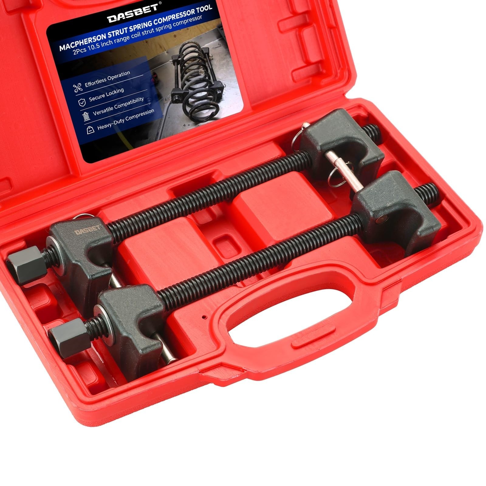 2PCS Coil Spring Compressor Tool Kit – Macpherson Strut, 10.5in Range, Detent Pi