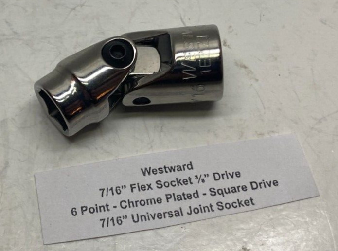WESTWARD 7/16″ Flex Socket – 3/8″ Drive – 6 pt – 7/16″ Universal Joint Socket