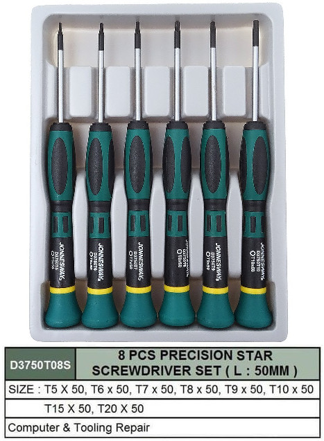 Jonnesway D3750T08S 8 Pcs Precision STAR Screwdriver Set T5-T20